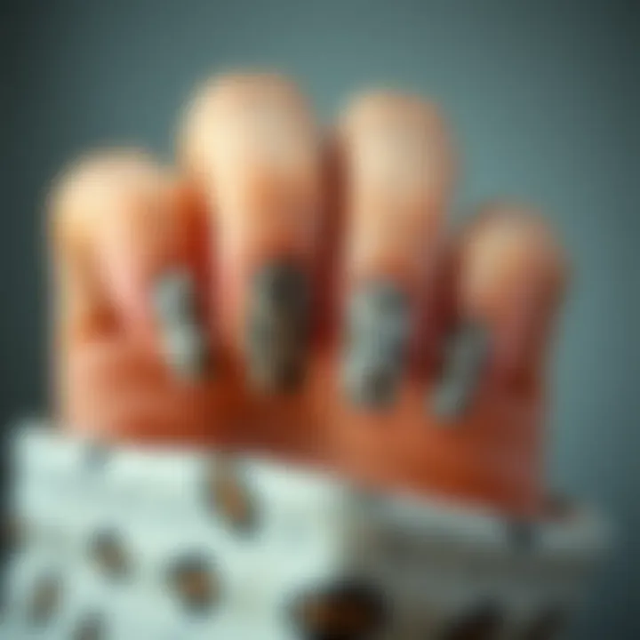Showcasing intricate animal print designs on nails with artistic flair