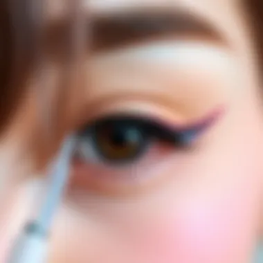 Exquisite Detail in Cosplay Eyelash Application Close-up of beautifully applied anime cosplay eyelashes highlighting intricate detail
