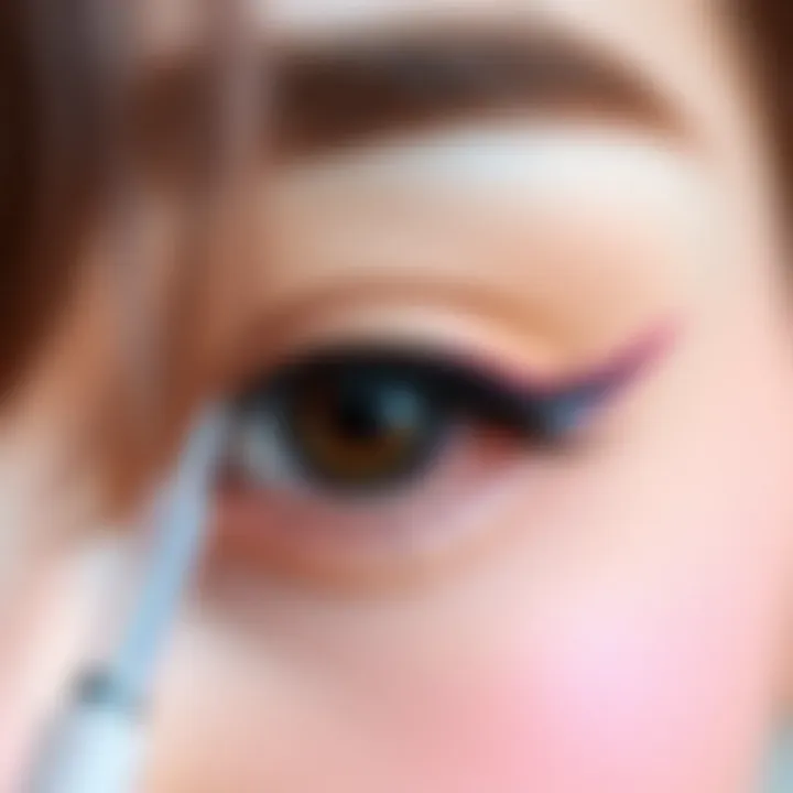 Exquisite Detail in Cosplay Eyelash Application Close-up of beautifully applied anime cosplay eyelashes highlighting intricate detail