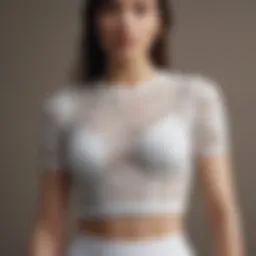 A stylish bandage crop top showcasing intricate design patterns