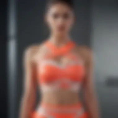 A vibrant bandage crop top paired with fashionable accessories