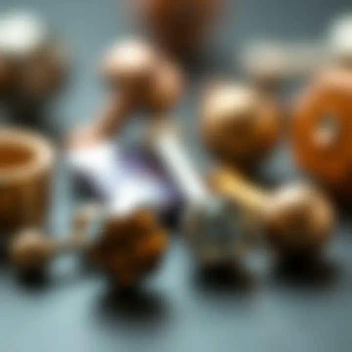 Close-up of materials used in barbell earrings