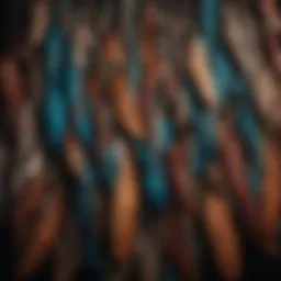 Intricately designed boho feather wall hanging showcasing natural elements