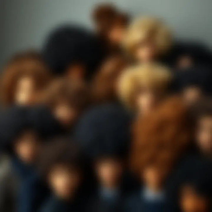 Variety of Brown Curly Wig Styles Stylish arrangement of various brown curly wig styles