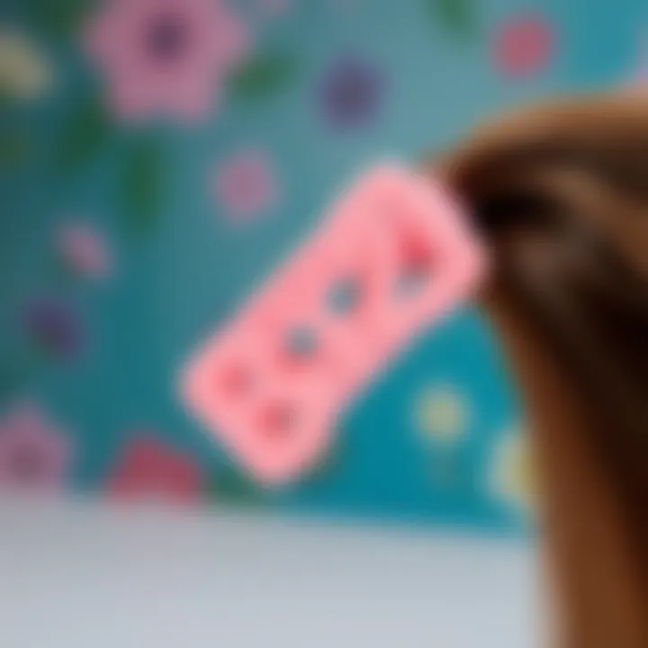 Close-up of BT21 hair clip on stylish background