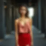 Cami Dress in Urban Fashion Elegant cami dress in a modern urban setting