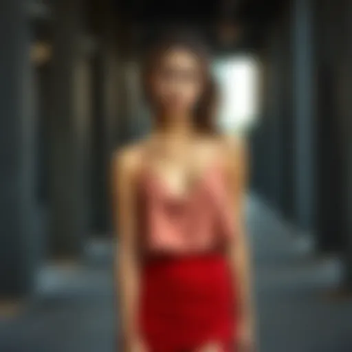 Cami Dress in Urban Fashion Elegant cami dress in a modern urban setting