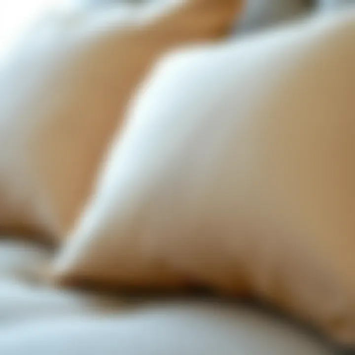 Close-up of champagne pillow cover fabric showcasing texture and design