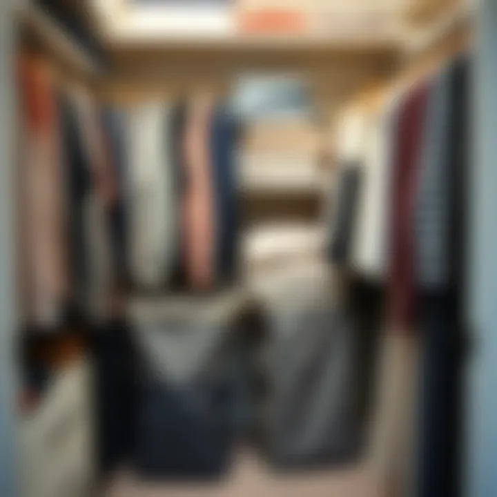 Efficient Closet Organization An organized closet with cloth storage bags with zippers maximizing space and efficiency.