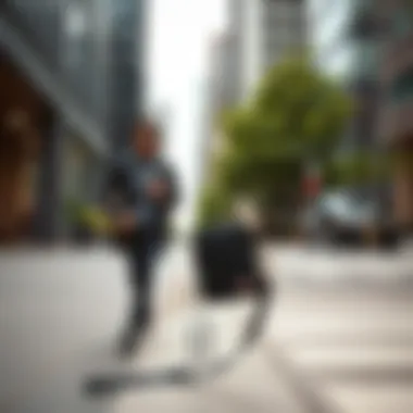 Versatility in Urban Fashion A versatile crossbody nylon patch phone lanyard in a modern urban setting