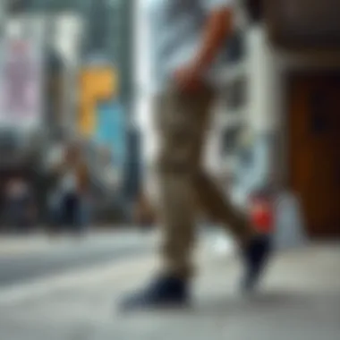 Cuffed cargo pants in urban settings and cultural contexts