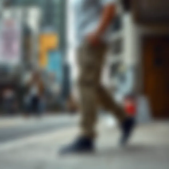 Cuffed cargo pants in urban settings and cultural contexts