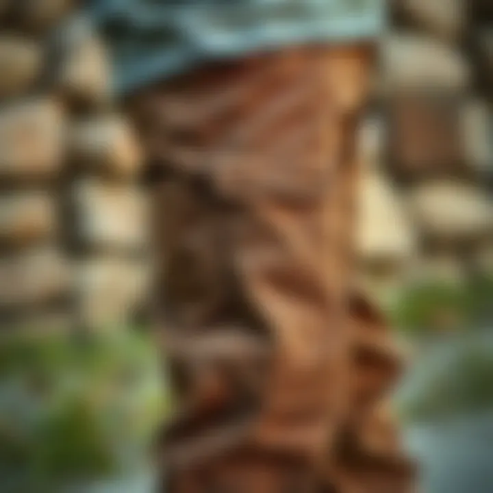 Different materials and textures of cuffed cargo pants