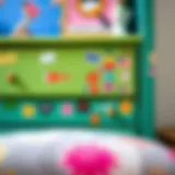 A beautifully decorated furniture piece showcasing vibrant stickers