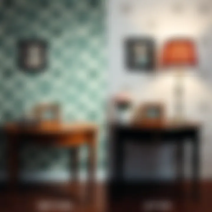 Transformative Effects of Decorative Stickers Before and after transformation of furniture with decorative stickers