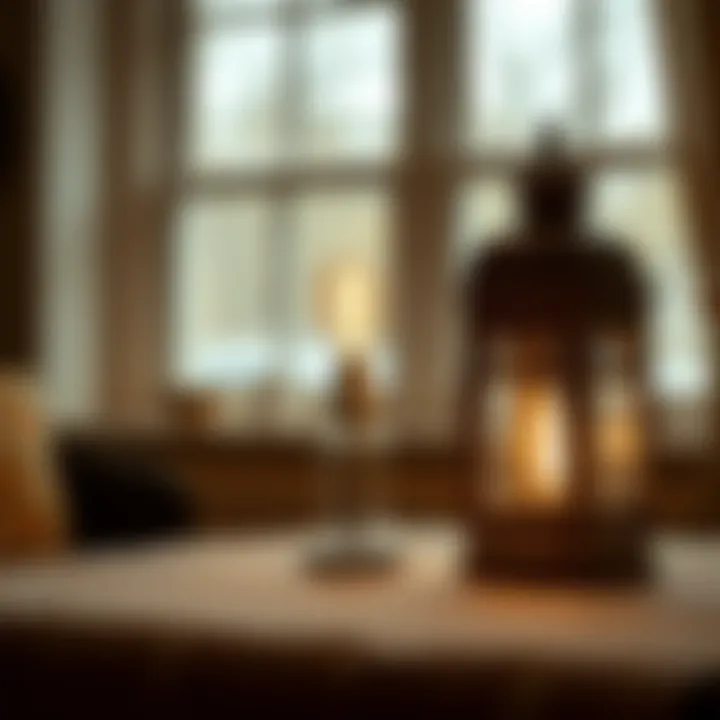 Charming vintage table night light in cozy interior