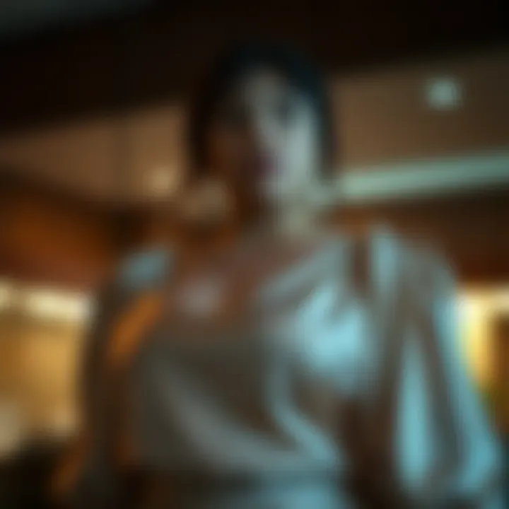 Chic evening top featuring luxurious fabric