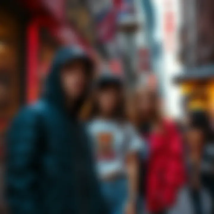Urban Edgy Fashion Scene A vibrant street scene showcasing teenagers in edgy clothing styles