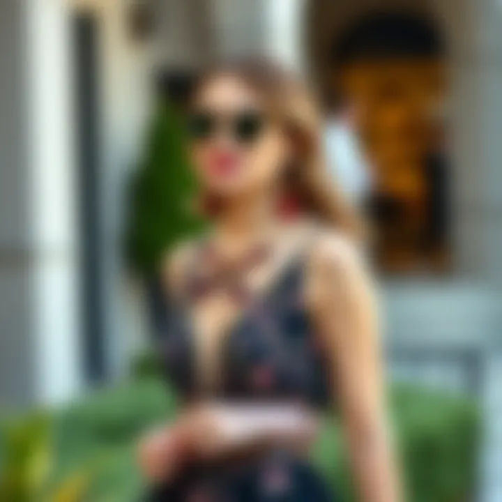 Accessorizing the Mid-Length Elegance Stylish accessories complementing a mid-length dress