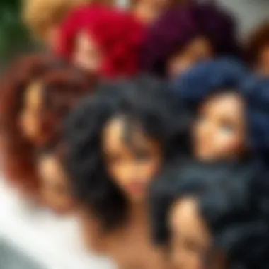 Variety of 360 kinky curly wigs in different colors