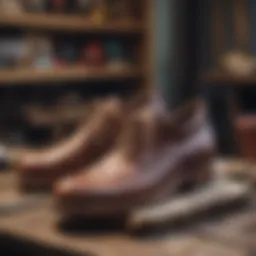 Artisan crafting unique shoes in a workshop