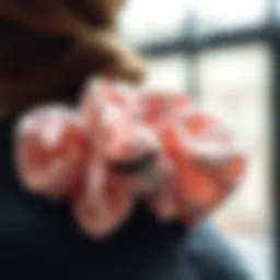 Close-up of a scrunchie with zipper storage showcasing its intricate design and functionality