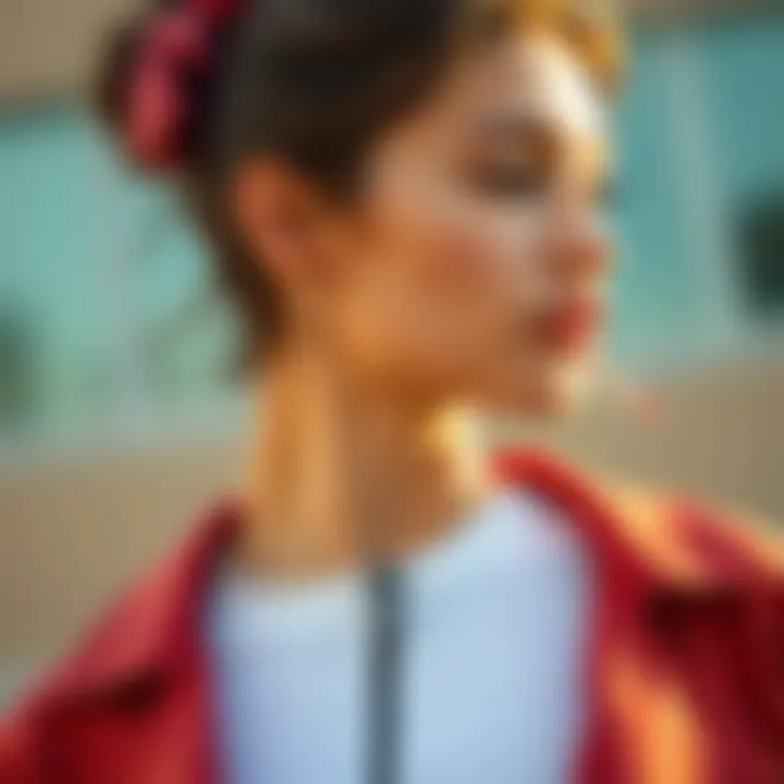 Scrunchie with Zipper in Contemporary Fashion A fashionable individual wearing a scrunchie with zipper, embodying modern accessory trends