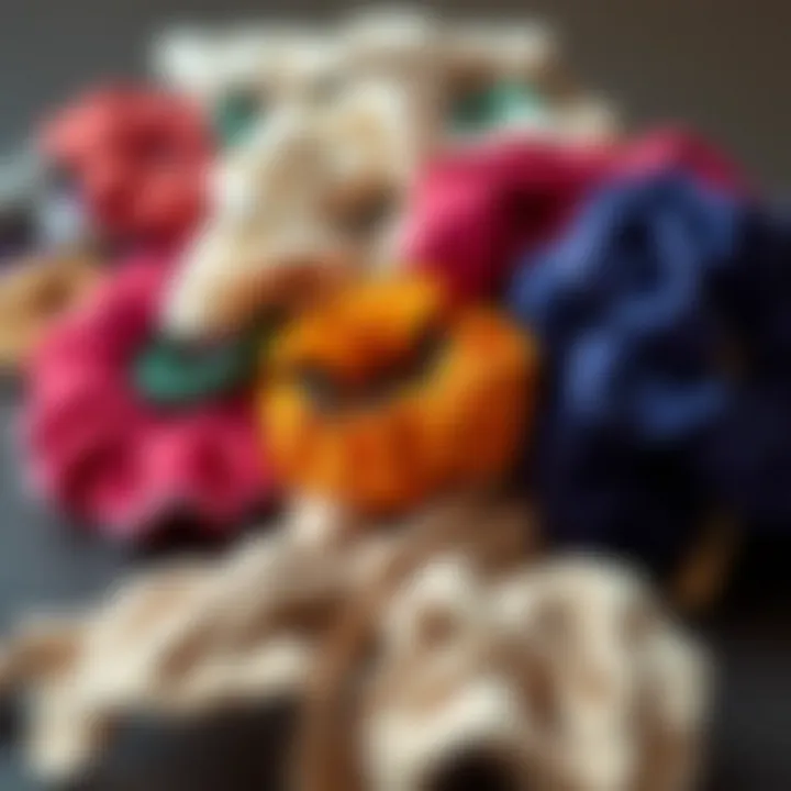 Diverse Materials in Scrunchies with Zipper Storage Stylish scrunchies arranged beautifully, highlighting various colors and materials used