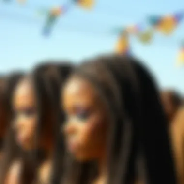 Intricate Goddess Braids Designs A close-up of intricately styled goddess braids wigs showcasing various designs.