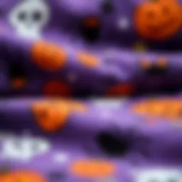 Vibrant Halloween fleece fabric showcasing spooky motifs
