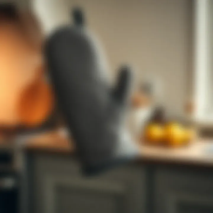 Comfort and Grip Ergonomic design of an insulated oven mitt illustrating comfort and grip