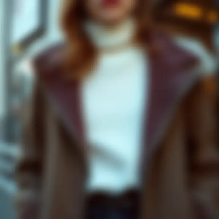 Stylish layering of warm undershirts under outerwear