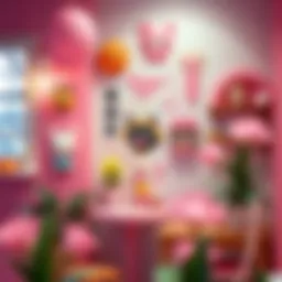 Charming kawaii wall decor showcasing cute characters and pastel colors