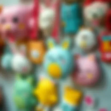 Whimsical Kawaii Decorations A close-up of kawaii decorations featuring whimsical designs and bright hues