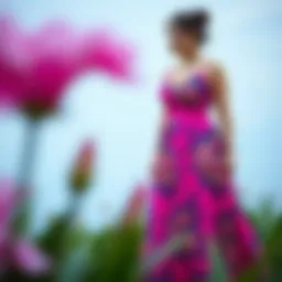 Elegant midi dress in vibrant colors