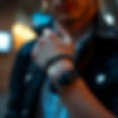 Stylish individual wearing a leather studded bracelet