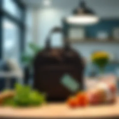 Lunch bag displayed in a contemporary setting