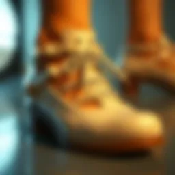 Close-up of Mary J shoes showcasing unique design elements