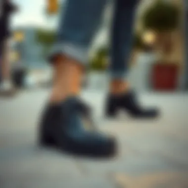 Mary J shoes styled in a trendy urban environment