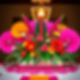Vibrant Mexican-themed centerpiece featuring traditional papel picado