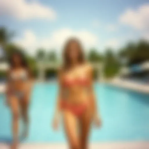 Geometric Elegance of Vintage Mod Swimwear Vintage mod swimwear showcasing geometric patterns