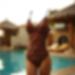 Elegant one-piece bathing suit showcasing intricate ruching design.