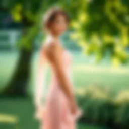 Elegant one shoulder chiffon bridesmaid dress in a serene outdoor setting