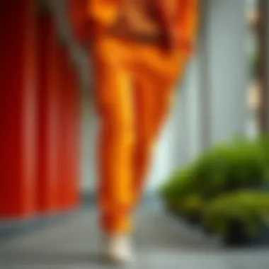 Stylish Outfit with Orange Cargo Trousers Fashionable outfit featuring orange cargo trousers styled with complementary colors