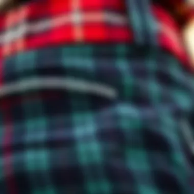 Intricate Fabric Texture of Plaid Chinos Close-up of fabric texture of plaid chino pants