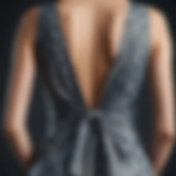 Detailed view of the tie back feature of the cami dress