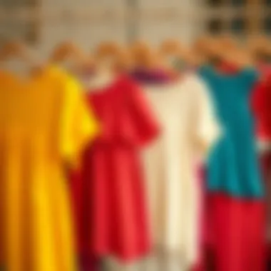 Group of plus size flowy summer tops in various colors