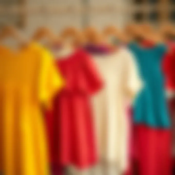 Group of plus size flowy summer tops in various colors