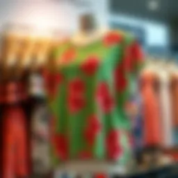 A vibrant plus size flowy summer top displayed on a mannequin