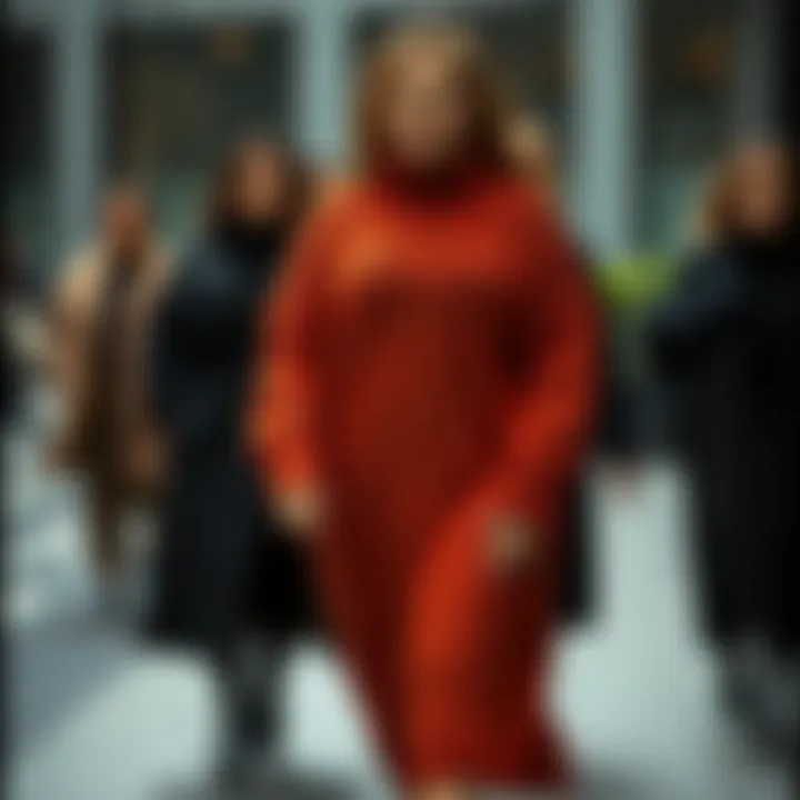 Variety of fabrics used in plus size long sweater dresses